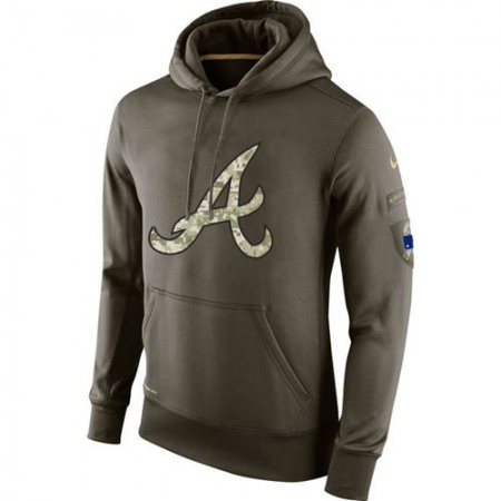Men's Atlanta Braves Olive Salute To Service KO Performance Hoodie