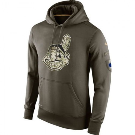 Men's Cleveland indians Olive Salute To Service KO Performance Hoodie