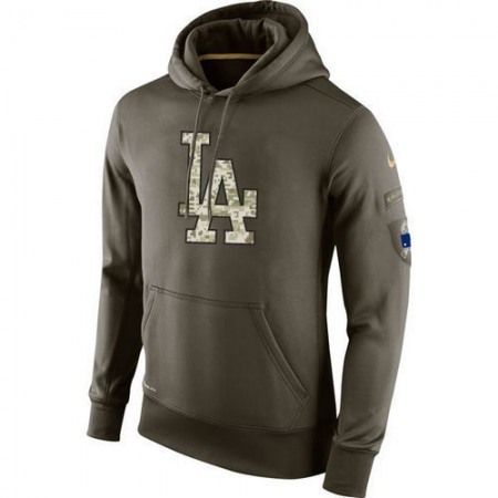 Men's Los Angeles Dodgers Olive Salute To Service KO Performance Hoodie