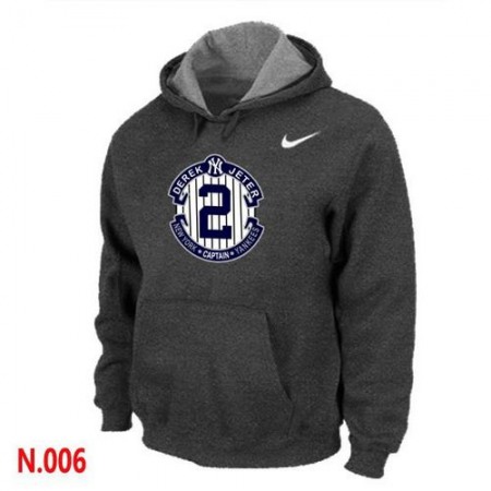 New York Yankees #2 Derek Jeter Official Final Season Commemorative Logo Pullover Hoodie Dark Grey