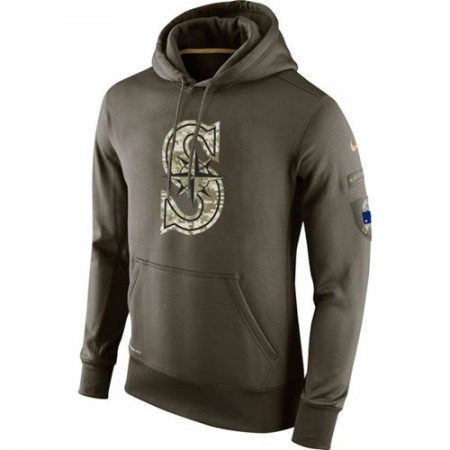 Men's Seattle Mariners Olive Salute To Service KO Performance Hoodie