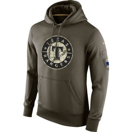 Men's Texas Rangers Olive Salute To Service KO Performance Hoodie