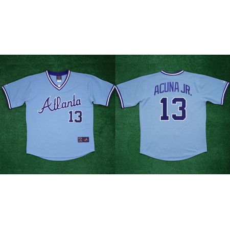 Men's Atlanta Braves #13 Ronald Acu?a Jr 1982 White Cool Base Stitched Baseball Jersey