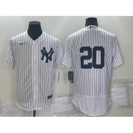 Men's New York Yankees #20 Jorge Posada White Flex Base Stitched Baseball Jersey