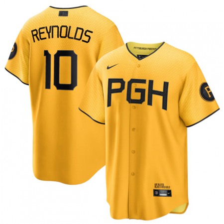 Men's Pittsburgh Pirates #10 Bryan Reynolds Gold 2023 City Connect Stitched Jersey
