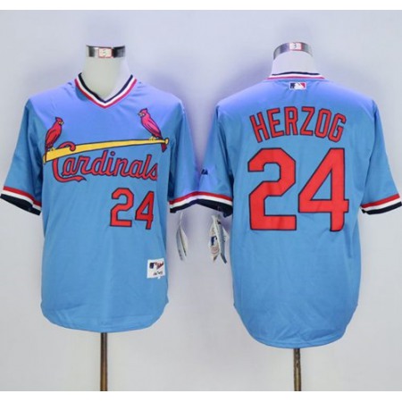 Cardinals #24 Whitey Herzog Blue 1982 Turn Back The Clock Stitched MLB Jersey