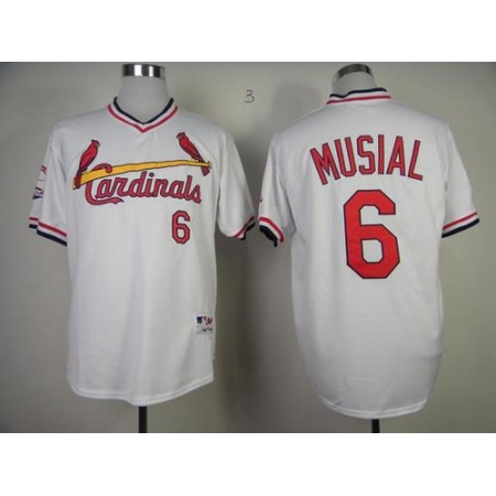 Cardinals #6 Stan Musial White 1982 Turn Back The Clock Stitched MLB Jersey