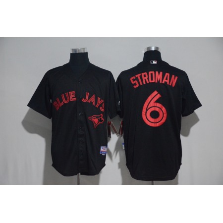 Toronto Blue Jays #6 Marcus Stroman Black Strip Stitched MLB Jersey