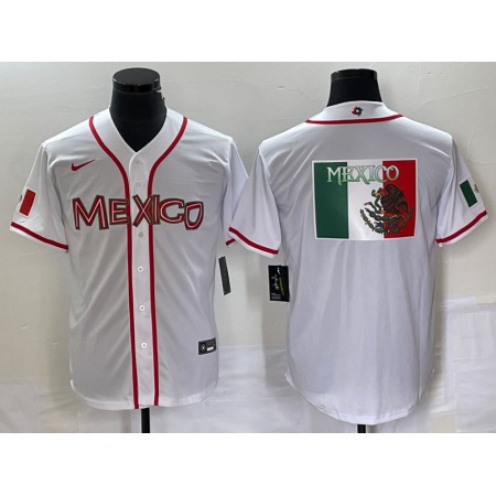 Men's Mexico Baseball 2023 White World Baseball Classic Team Big Logo Stitched Jersey