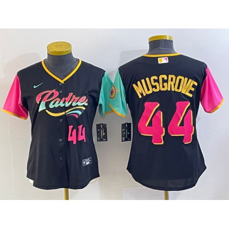 Women's San Diego Padres #44 Joe Musgrove Black City Connect With Patch Stitched Baseball Jersey(Run Small)