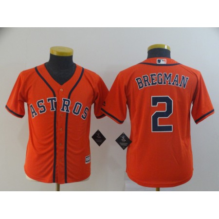 Youth Houston Astros #2 Alex Bregman Orange Cool Base Stitched MLB Jersey