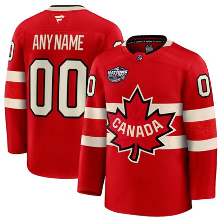 Men's Canada Custom Red 2025 4 Nations Face-Off Premium Stitched Jersey