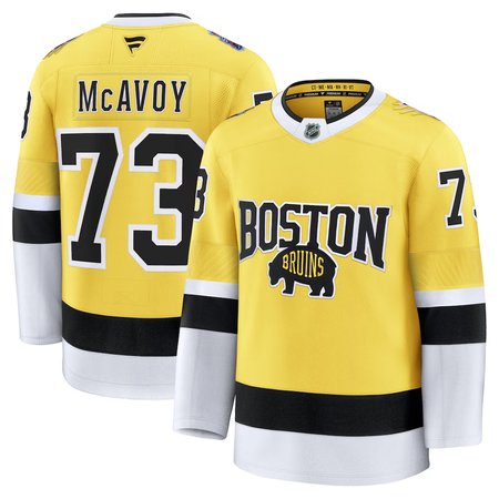 Men's Boston Bruins #73 Charlie McAvoy Fanatics Gold 2026 NHL Stadium Series Premium Jersey