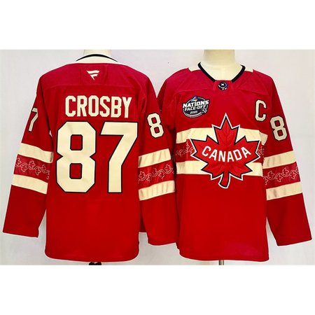 Men's Canada #87 Sidney Crosby Red 2025 4 Nations Face-Off Premium With C Patch Stitched Jersey