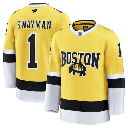 Men's Boston Bruins #1 Jeremy Swayman Fanatics Gold 2026 NHL Stadium Series Premium Jersey