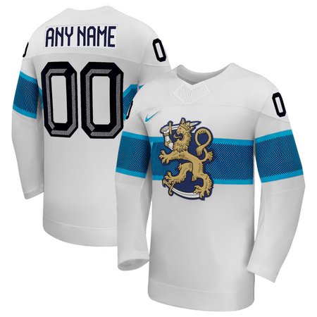 Men's Finland Hockey Custom White 2026 Away Replica Jersey