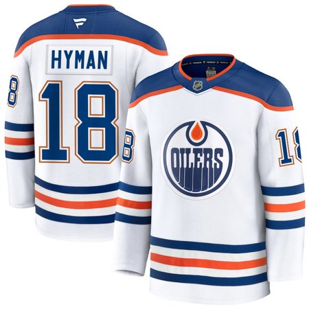 Men's Edmonton Oilers #18 Zach Hyman White Away Premium Jersey