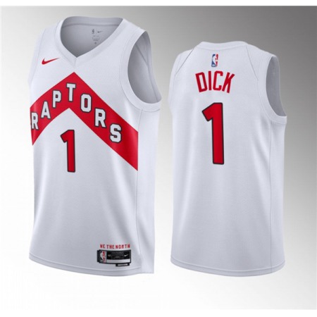 Men's Toronto Raptors #1 Gradey Dick White 2023 Draft Association Edition Stitched Basketball Jersey