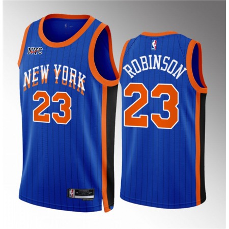 Men's New Yok Knicks #23 Robinson Blue 2023/24 City Edition Stitched Basketball Jersey