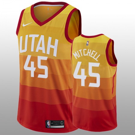 Men's Utah Jazz #45 Donovan Orange City Edition Swingman Stitched NBA Jersey
