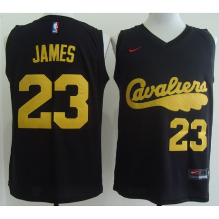 Men's Cleveland Cavaliers #23 LeBron James 2017 Black With Yellow Fashion Stitched NBA Jersey