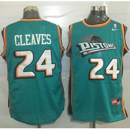 Pistons #24 Mateen Cleaves Green Throwback Stitched NBA Jersey