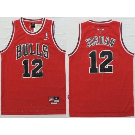 Bulls #12 Michael Jordan Red Throwback Stitched NBA Jersey