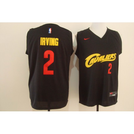 Men's Cleveland Cavaliers #2 Kyrie Irving Black and Red Stitched NBA Jersey