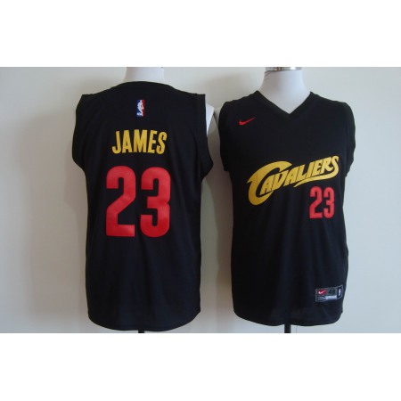 Men's Cleveland Cavaliers #23 LeBron James Black and Red Stitched NBA Jersey