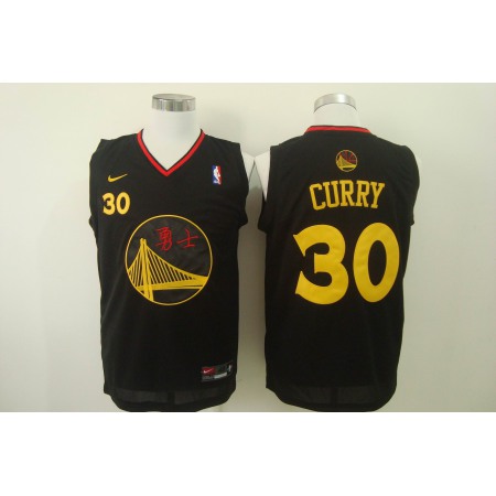 Men's Golden State Warriors #30 Stephen Curry Chinese Black Authentic Stitched NBA Jersey