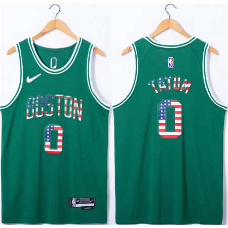 Men's Boston Celtics #0 Jayson Tatum USA Flag Green Stitched Jersey