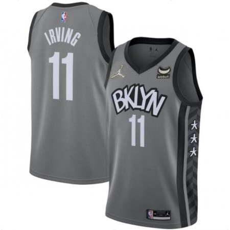 Men's Brooklyn Nets #11 Kyrie Irving Grey 75th Anniversary With Webull Patch Stitched Jersey