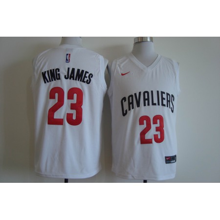 Men's Cleveland Cavaliers #23 LeBron James White King James Stitched NBA Jersey
