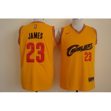Men's Cleveland Cavaliers #23 LeBron James Yellow and Red Stitched NBA Jersey