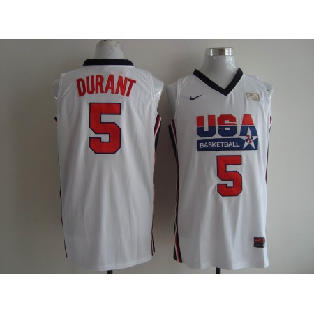 Men's USA 1992 Dream Team #5 Kevin Durant Authentic White Stitched NBA Jersey