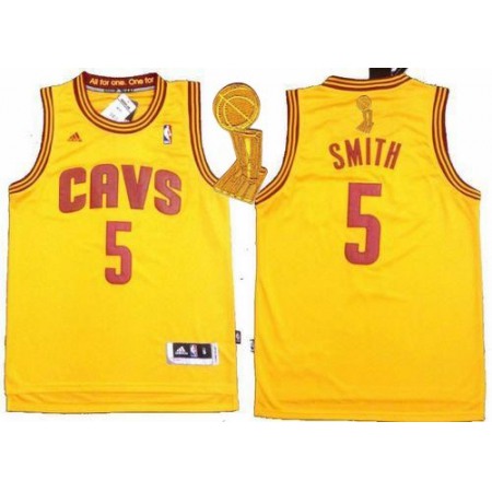 Revolution 30 Cavaliers #5 J.R. Smith Yellow The Champions Patch Stitched NBA Jersey