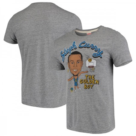 Men's Golden State Warriors #30 Stephen Curry Grey Player Graphic Tri-Blend T-Shirt
