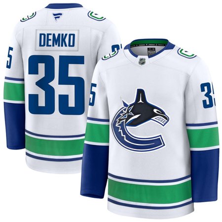 Men's Vancouver Canucks #35 Thatcher Demko White Away Premium Jersey