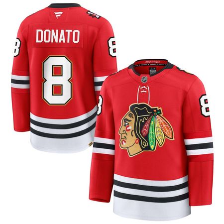 Men's Chicago Blackhawks #8 Ryan Donato Red Centennial Premium Jersey