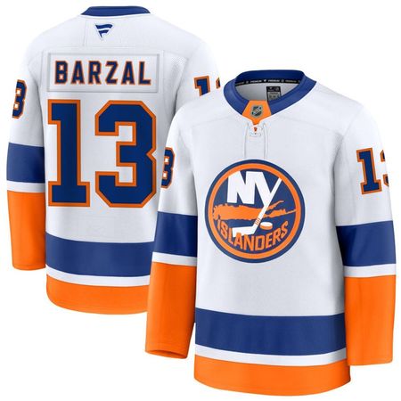 Men's New York Islanders #13 Mathew Barzal White Away Premium Jersey