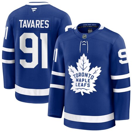 Men's Toronto Maple Leafs #91 John Tavares Blue Home Premium Jersey