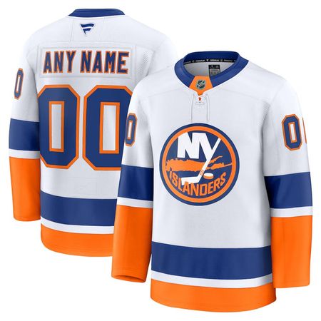 Youth New York Islanders White Away Custom Jersey