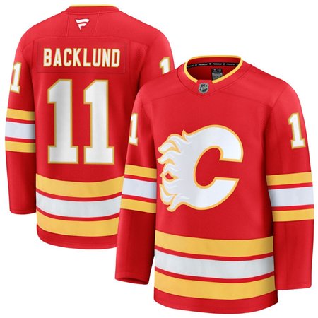 Men's Calgary Flames #11 Mikael Backlund Red Home Premium Jersey