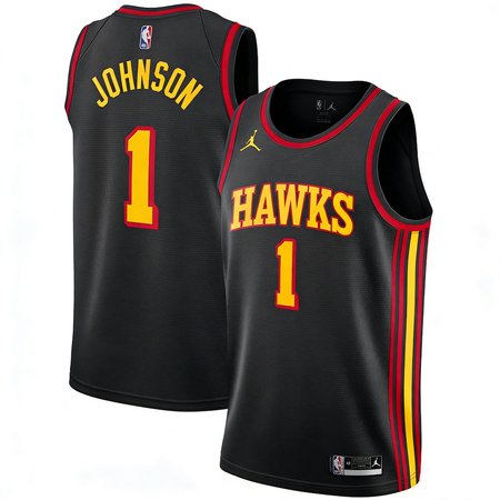 Youth Atlanta Hawks #1 Jalen Johnson Jordan Brand Black Swingman Statement Edition Jersey