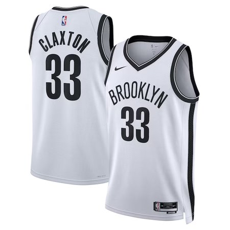 Youth Brooklyn Nets #33 Nic Claxton Nike White Swingman Icon Edition Jersey