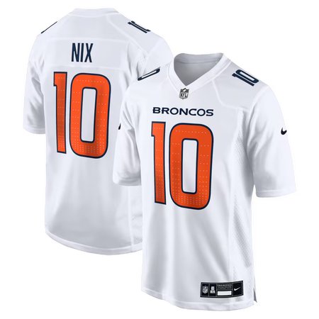 Men's Denver Broncos #10 Bo Nix Nike White Tundra Fashion Game Jersey
