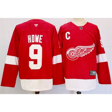 Men's Detroit Red Wings #9 Gordie Howe Red 2024-25 Stitched Premium Jersey
