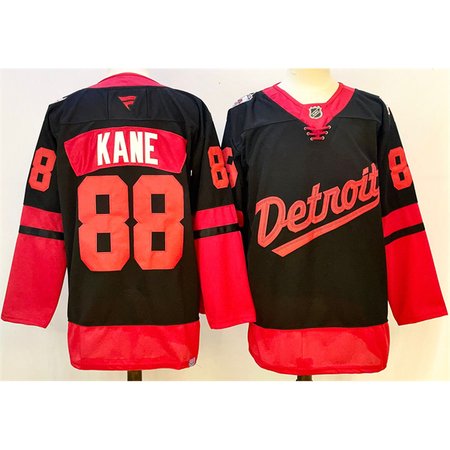 Men's Detroit Red Wings #88 Patrick Kane Black 2024-25 Stitched Premium Jersey