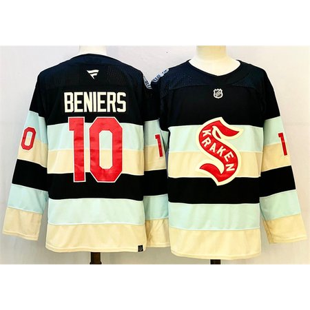 Men's Seattle Kraken #10 Matty Beniers Deep Sea Blue Winter Classic Stitched Hockey Premium Jersey