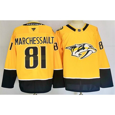 Men's Nashville Predators #81 Jonathan Marchessault Gold 2024-25 Home Stitched Hockey Premium Jersey